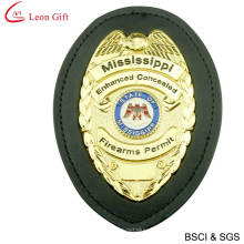 Custom Leather Metal Police Badge (LM1064)